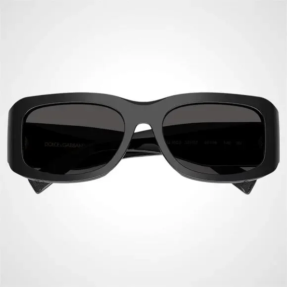 New Dolce & Gabbana Sunglasses Black Rectangle Square Gold Gray Lens New